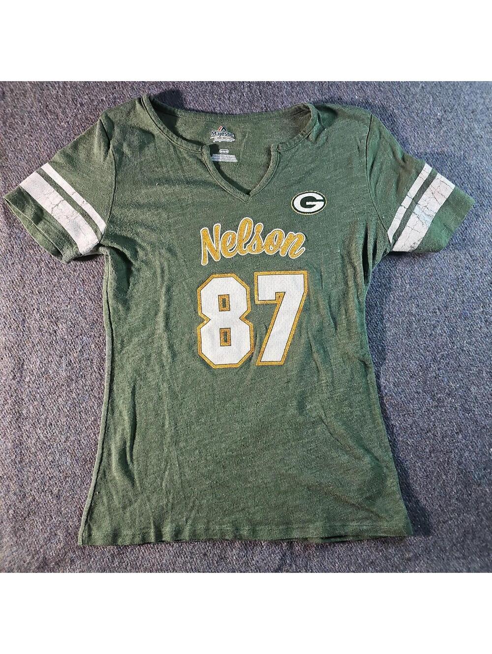 Majestic Womens M Vneck GB Packers Jordy Nelson #87 Tshirt